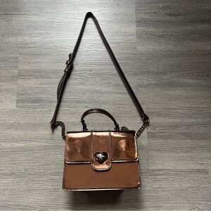 Bronze Betsey Johnson Crossbody Leather Chain Bag